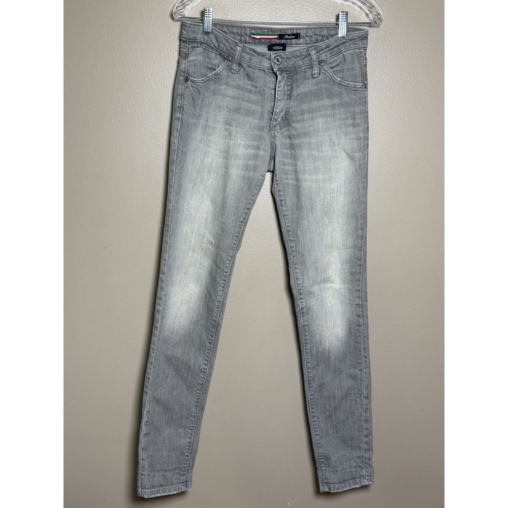 Please Italy Grey Skinny Jeans Women Size M Slim Fit Stretch Denim 31x30